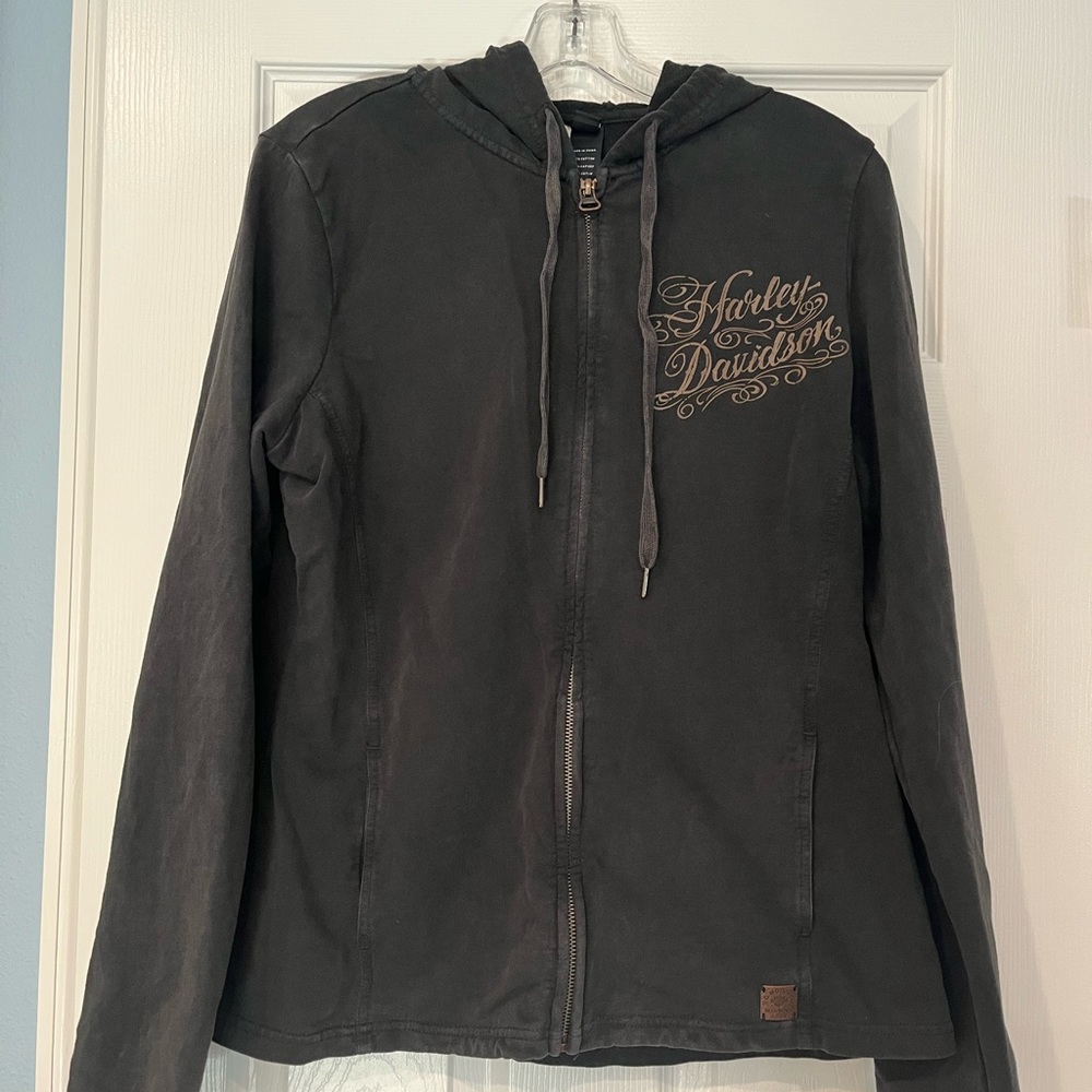 Harley Davidson light jacket/sweatshirt. Washed black/charcoal color.